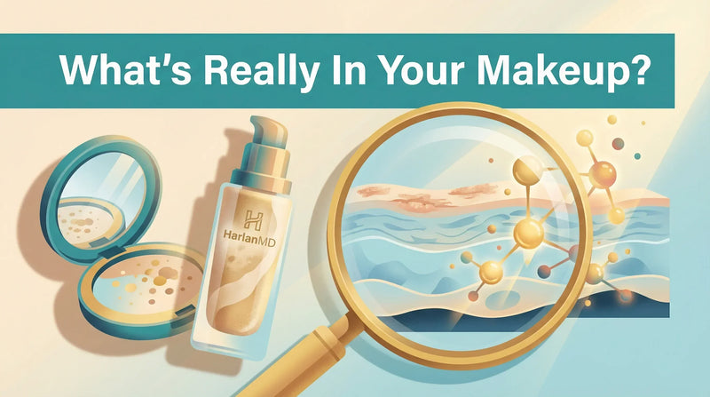 Does makeup affect eczema - editorial illustration of cosmetic products and sensitive skin