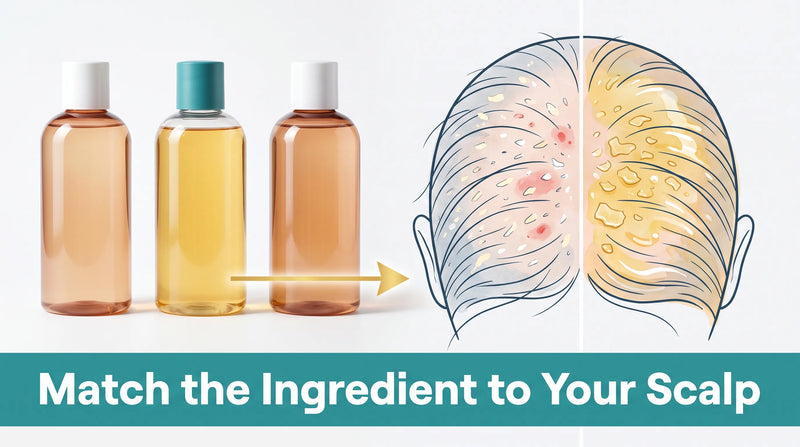 Match the medicated ingredient to your scalp eczema type concept image