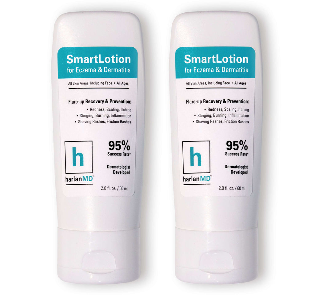 Product shot of two SmartLotion eczema cream bottles